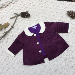 NWOT Fantaisie Kids handmade plum corduroy coat